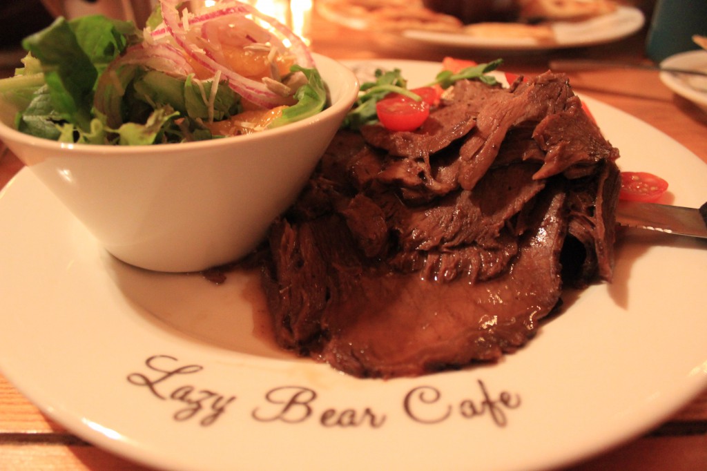 The delicious food served at the Lazy Bear Cafe.